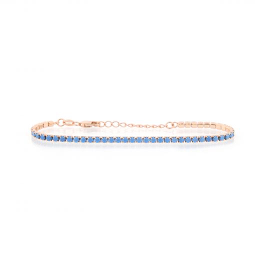 braccialetto tennis 1,75mm oro rosa pietra blu